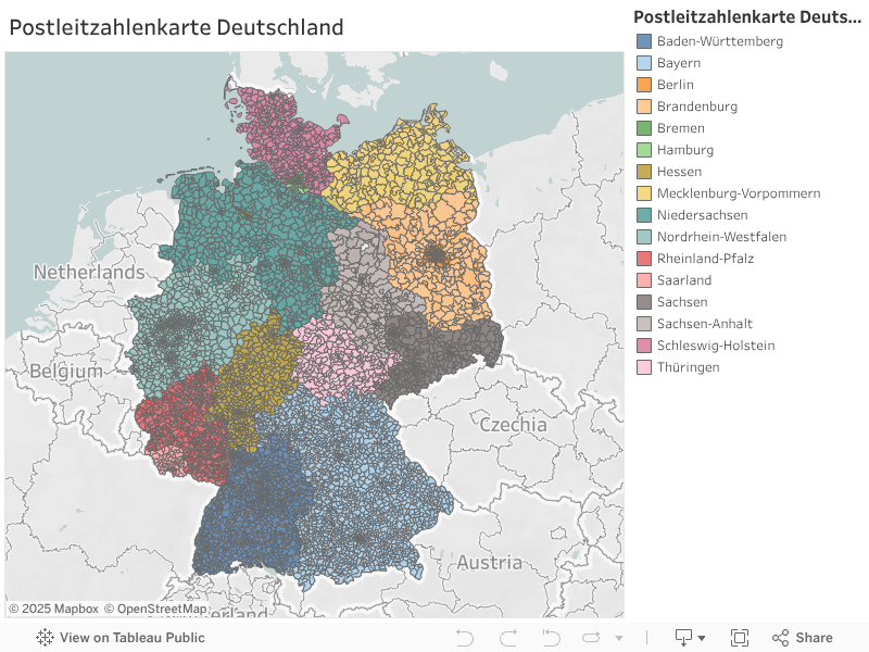 Postleitzahlenkarte Deutschland 