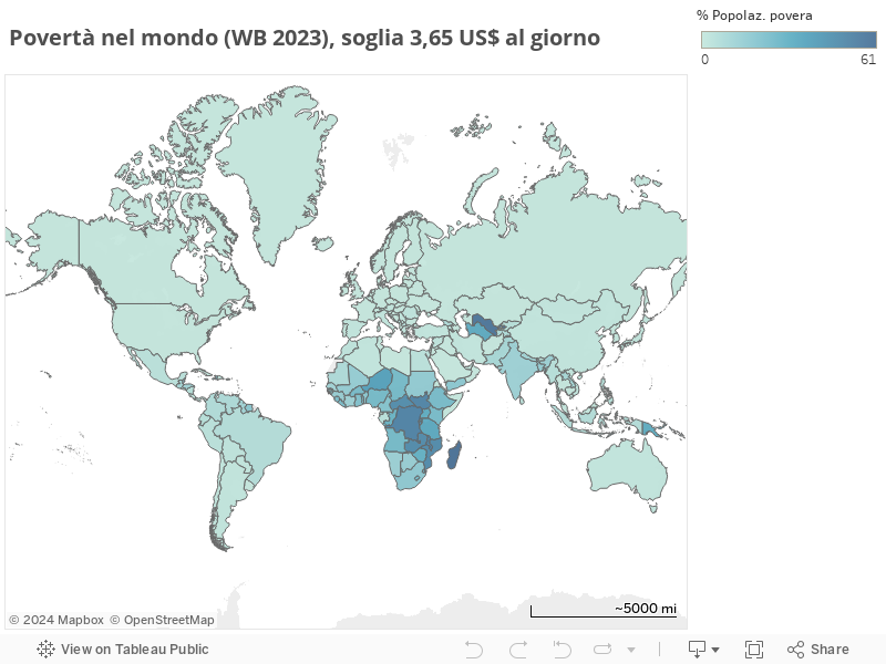Povertà nel mondo (WB 2023), soglia 3,65 US$ al giorno 