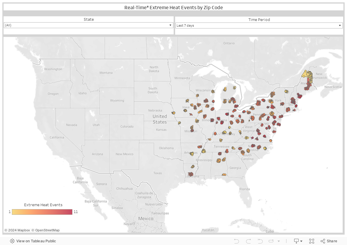 Real-Time* Extreme Heat Events by Zip Code 
