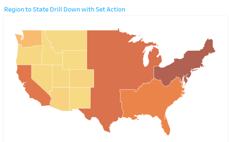 Region to State Drill Down with Set action Tableau Public