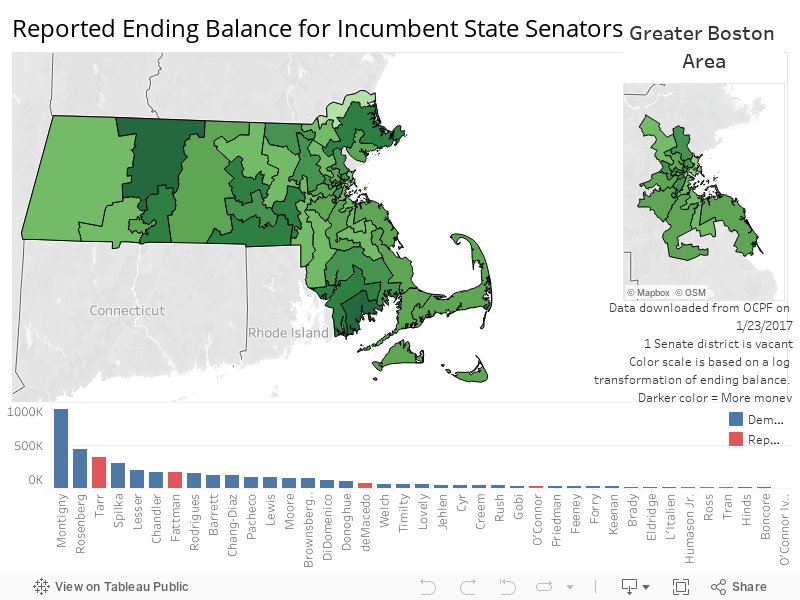 Reported Ending Balance for Incumbent State Senators  