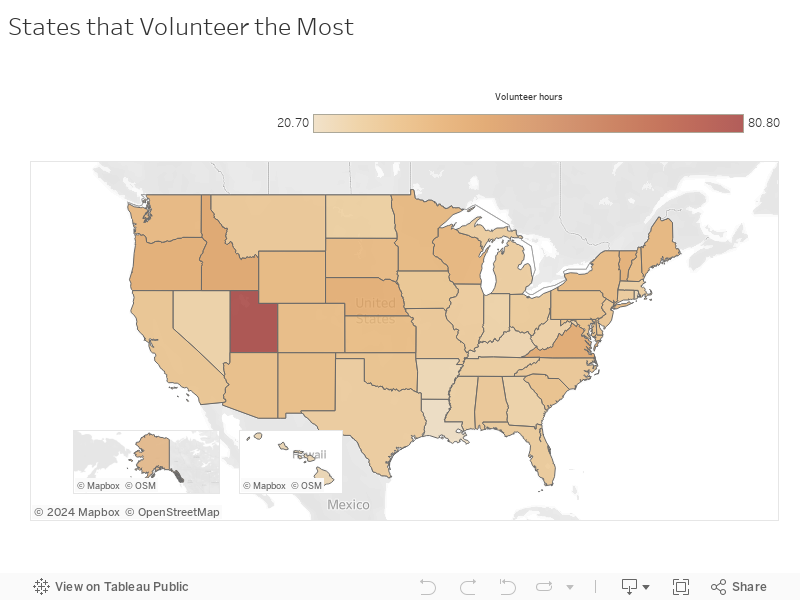 States that Volunteer the Most 