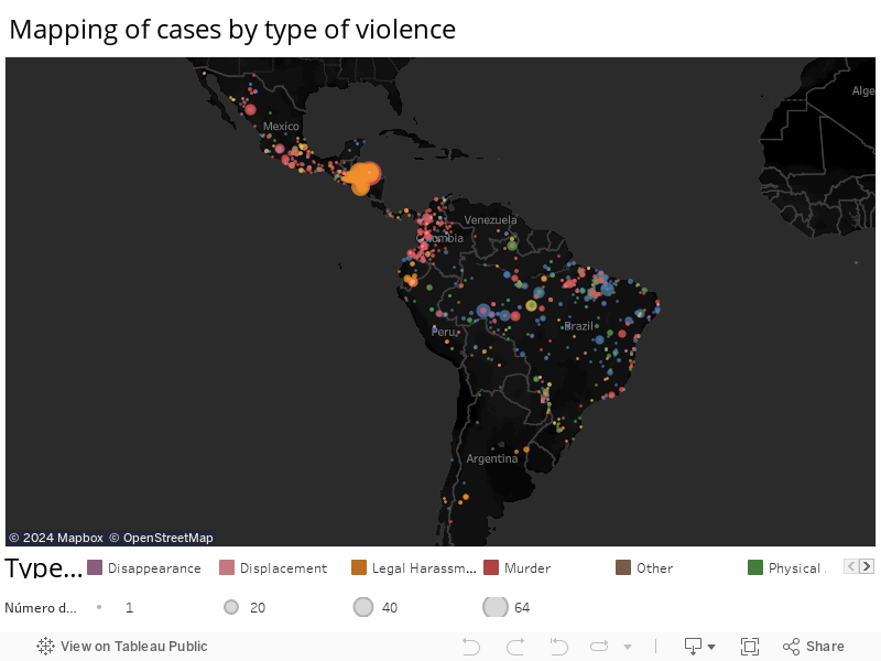 Mapping of cases by type of violence 