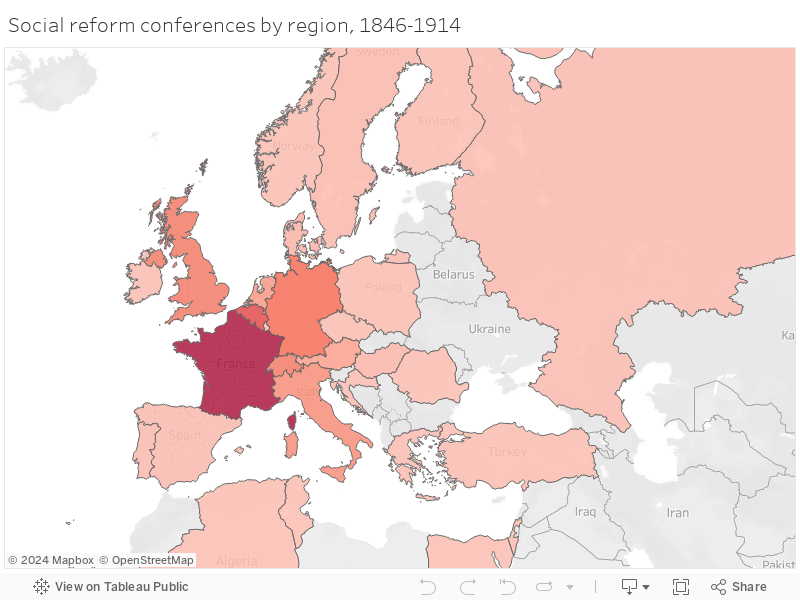 Social reform conferences by region, 1846-1914 
