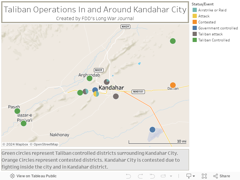 Taliban Operations In and Around Kandahar CityCreated by FDD's Long War Journal 