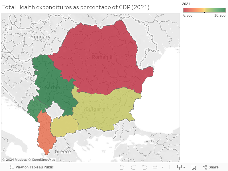 Total Health expenditures as percentage of GDP (2021)  