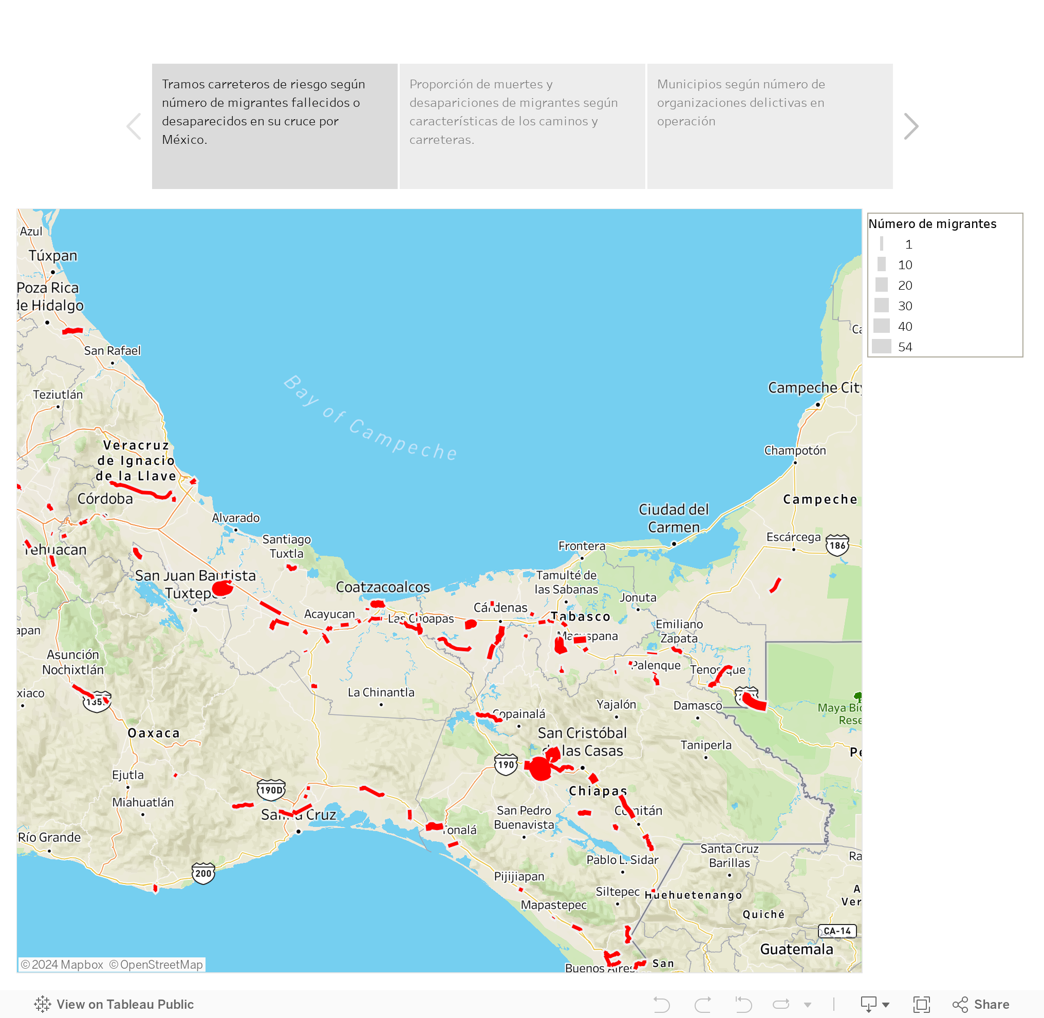Identificación de puntos de riesgo en los principales caminos y carreteras de México para los migrantes y municipios con presencia de organizaciones delictivas.  