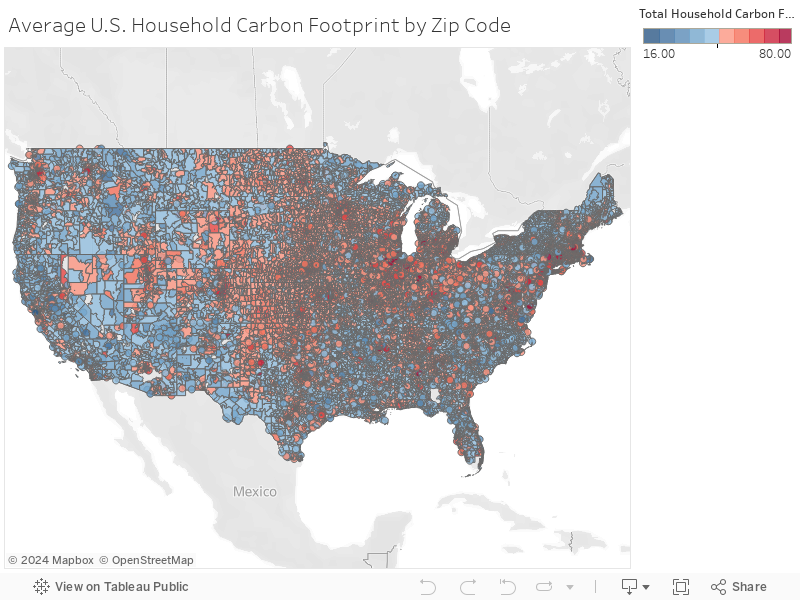 Average U.S. Household Carbon Footprint by Zip Code