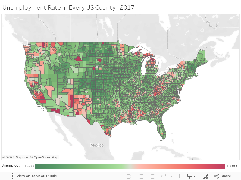 Unemployment Rate in Every US County - 2017 