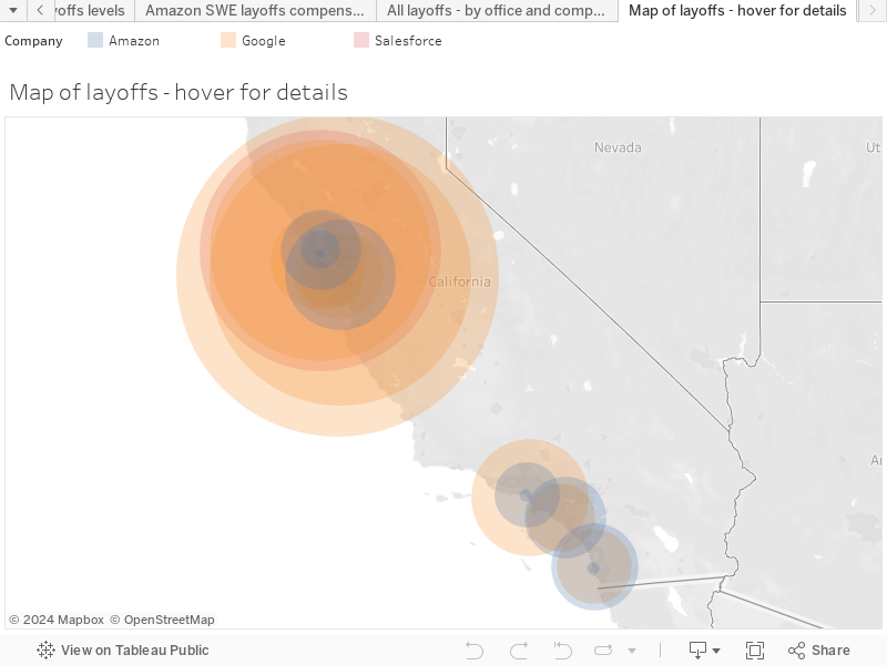 Map of layoffs - hover for details 