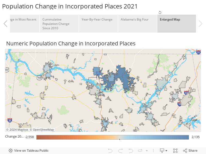 Population Change in Incorporated Places 2021 