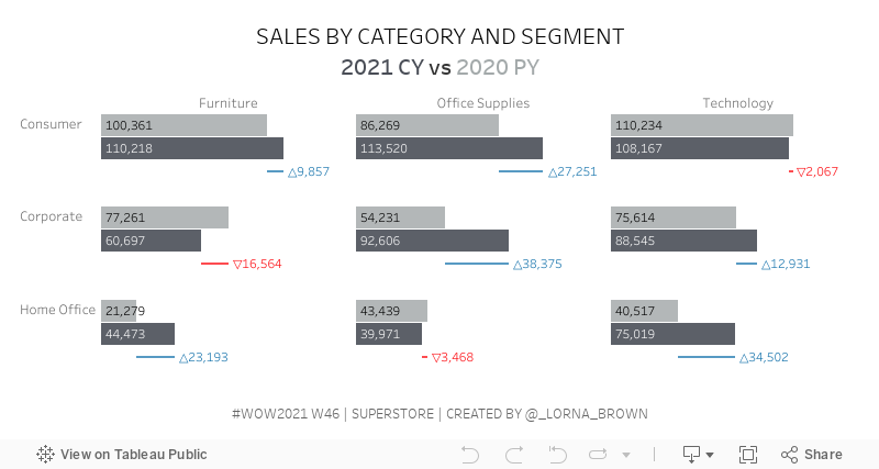 Sales for Segment and Category 