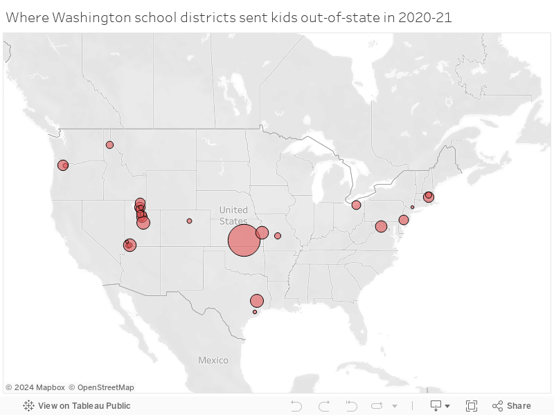 Where Washington school districts sent kids out-of-state in 2020-21 