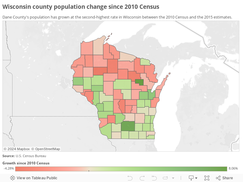 Wisconsin population trends show urban areas growing, rural areas