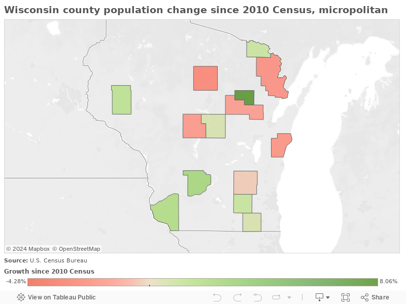 Wisconsin population trends show urban areas growing, rural areas