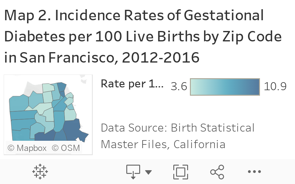2. Incidence Rates of Gestational Diabetes per 100 Live Births by Zip Code in San Francisco 