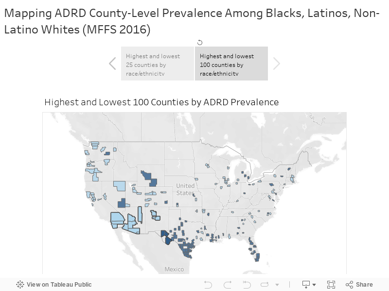 Mapping ADRD County-Level Prevalence Among Blacks, Latinos, Non-Latino Whites (MFFS 2016) 