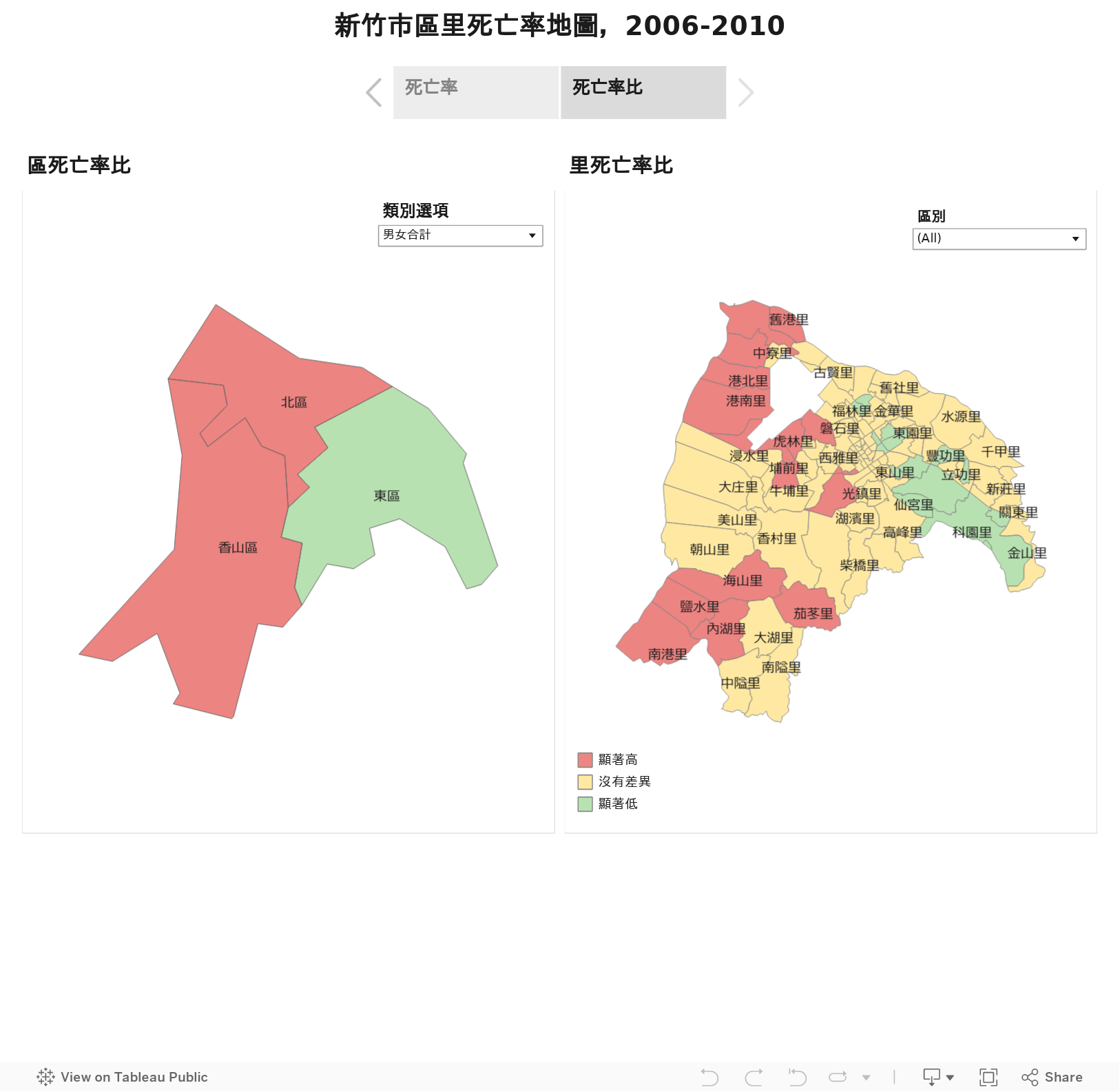 新竹市區里死亡率地圖，2006-2010 