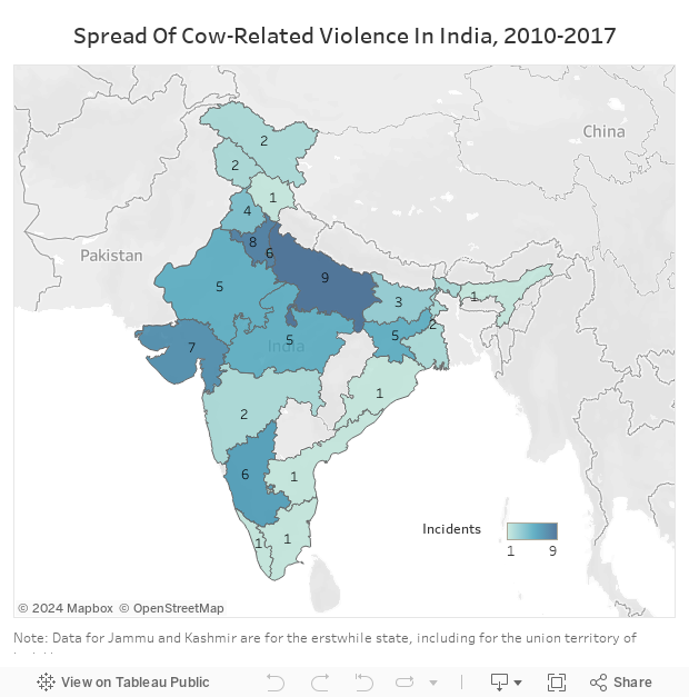 Spread Of Cow-Related Violence In India, 2010-2017 