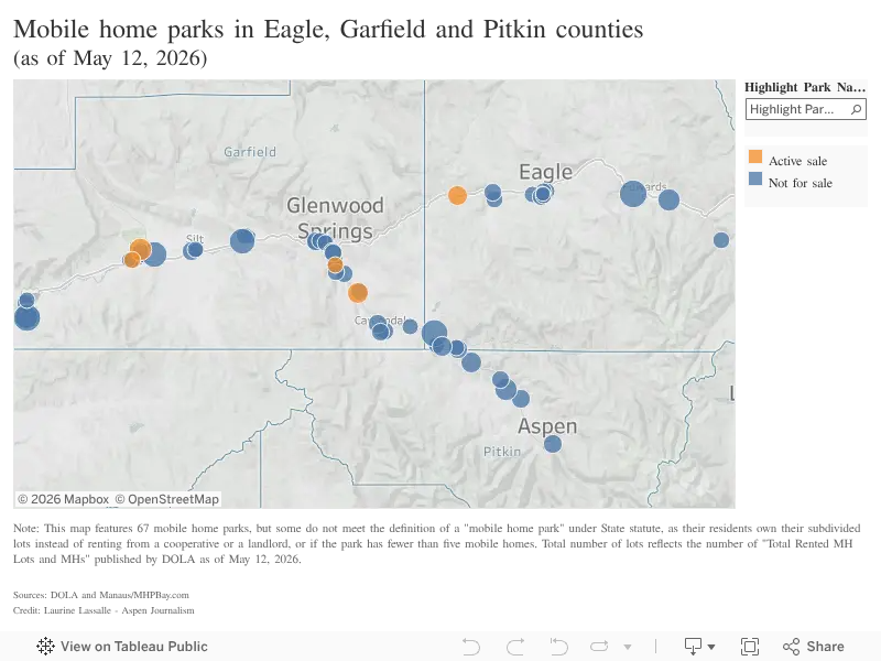 Mobile home parks in Eagle, Garfield and Pitkin counties (as of May 12, 2026)