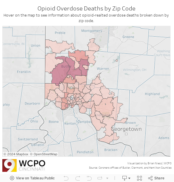 Opiod Overdose Deaths by Zipcode 