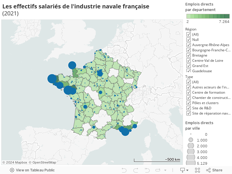 Les effectifs salariés de l'industrie navale française(2021) 