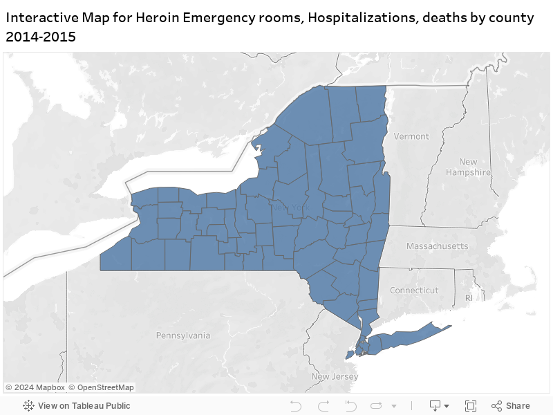 Heroin Emergency rooms, Hospitalizations, deaths by county 2014-2015 