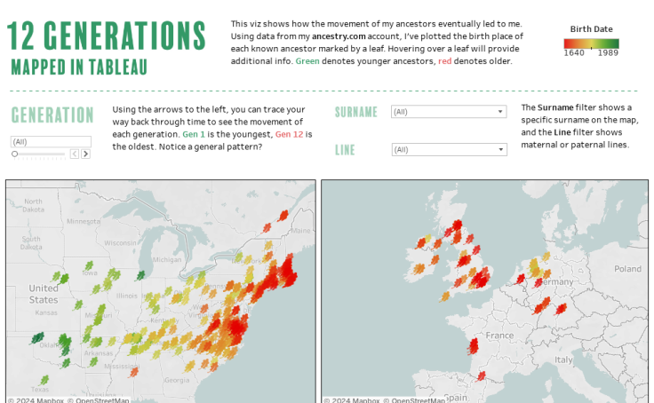 Workbook 12 Generations Mapped In Tableau   Dashboard