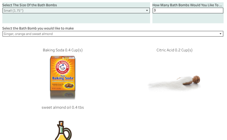 Workbook: Bath Bombs Recipe Calculator