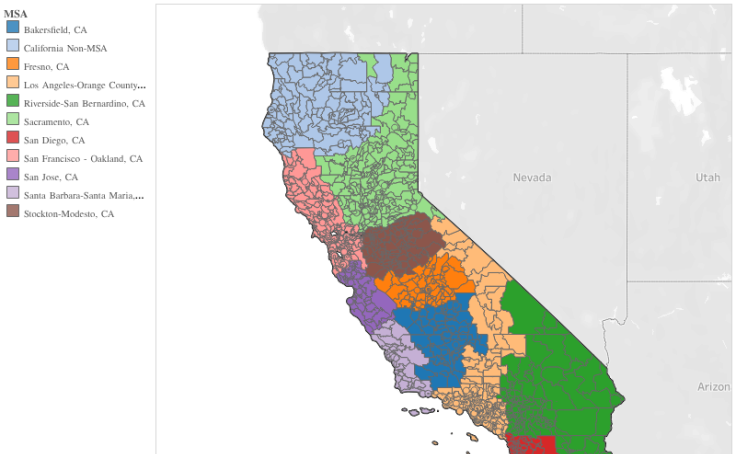 Workbook: MSA Map of California