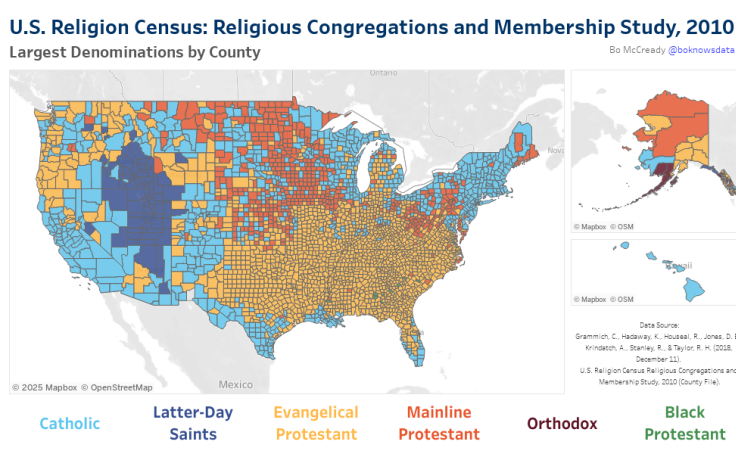 Workbook Us Religion Census 2010 Largest Denominations By County